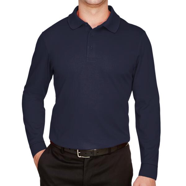 Men's CrownLux Performance® Plaited Long Sleeve Polo Thumbnail