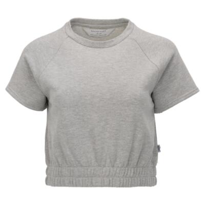 Women's French Terry Short Sleeve Cropped Crewneck Sweatshirt Thumbnail