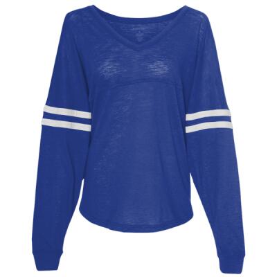 Women’s Slub Jersey Varsitee V-Neck Long Sleeve T-Shirt Thumbnail