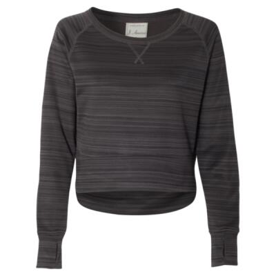 Women's Odyssey Striped Performance Fleece Hi-Low Crewneck Sweatshirt Thumbnail