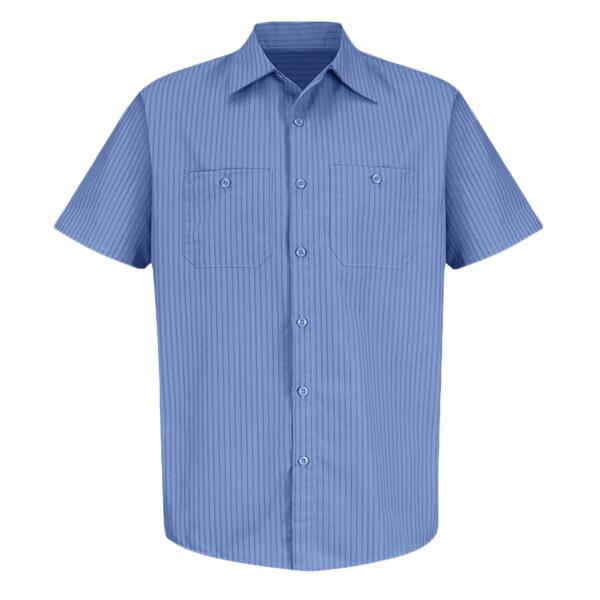 Men's Tall Industrial Stripe Short Sleeve Work Shirt Thumbnail