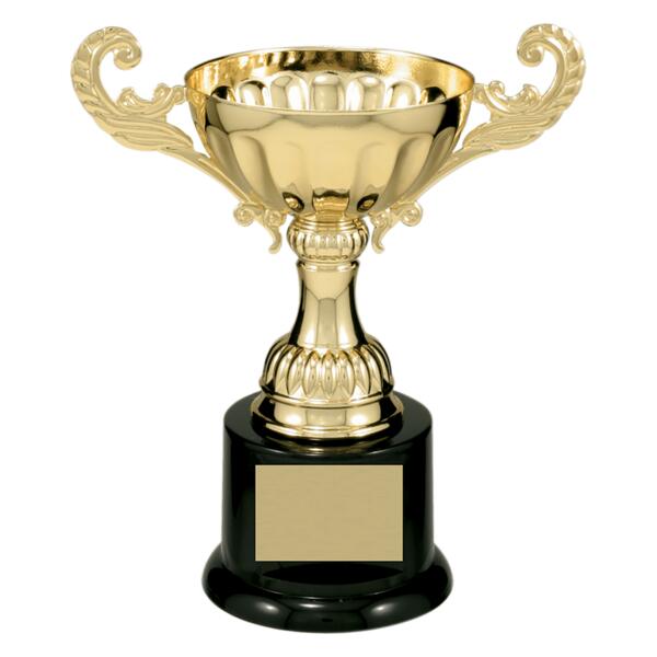 6 1/2" Gold Completed Metal Cup Trophy on Plastic Base Thumbnail