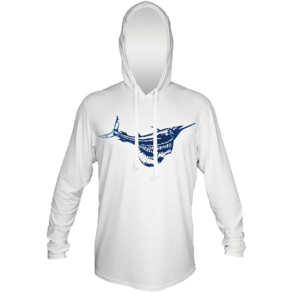 Custom Back Blue Sailfish Anetik Pro Tech Hooded Long Sleeve T-Shirt Thumbnail