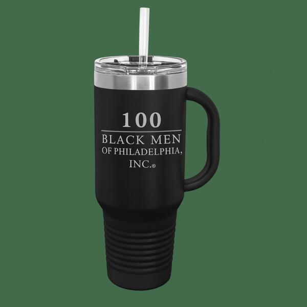 100 BM Polar Camel 40 oz. Black Travel Mug with Snap Lid & Straw Thumbnail